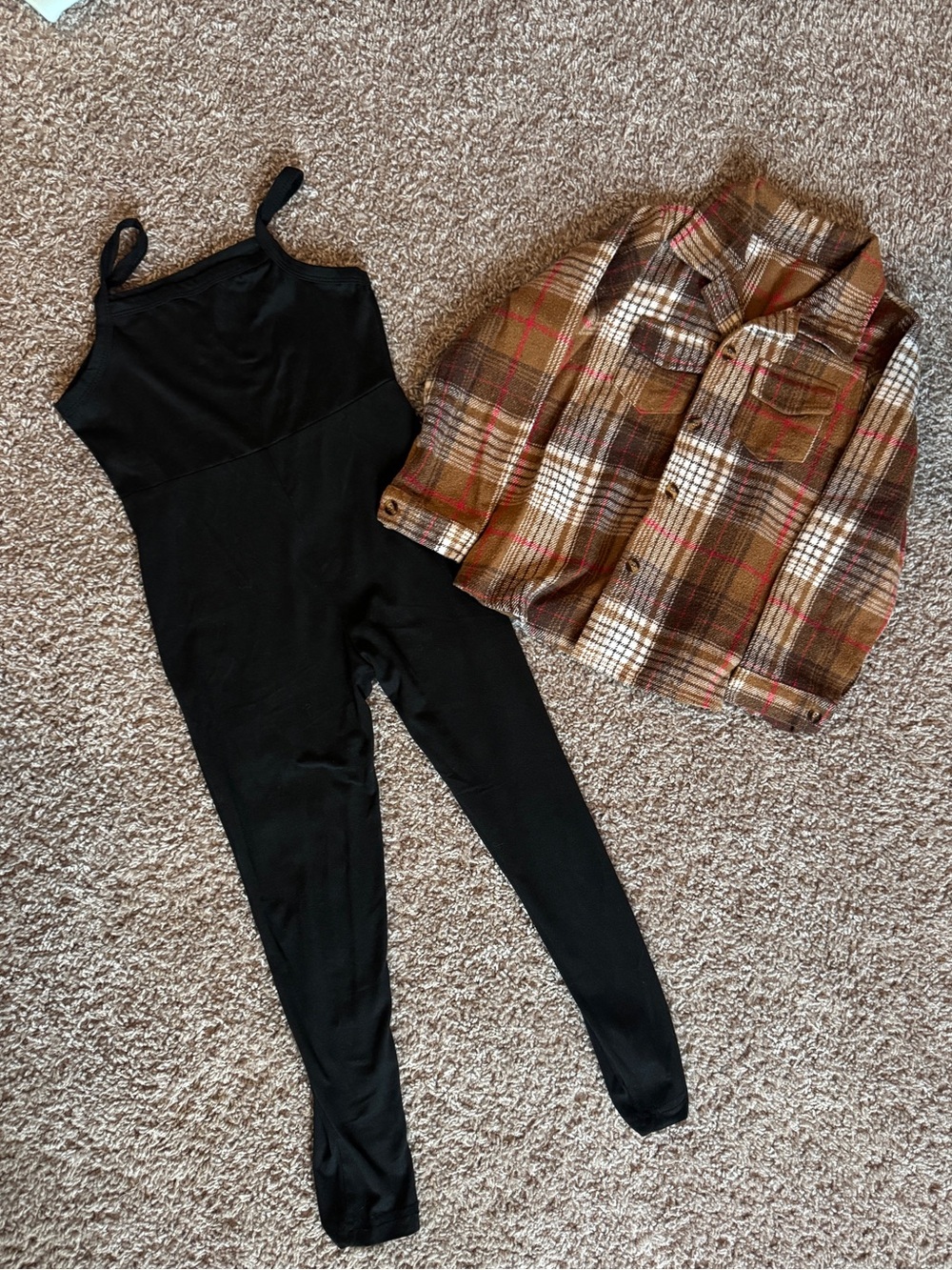 Black Girls Jumpsuit - Classic Slim Fit with Flannel Shacket